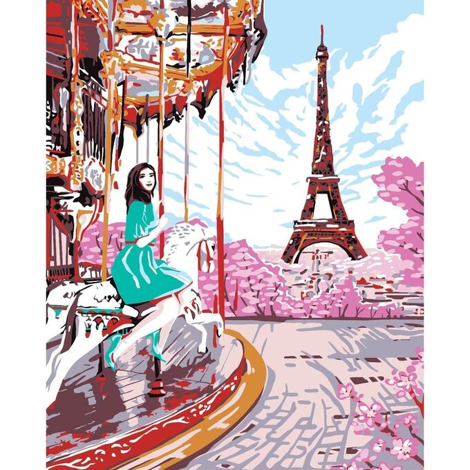 Школа талантов Алмазная мозаика на подрамнике с полным заполнением «Девушка в Париже», 20х30 см
