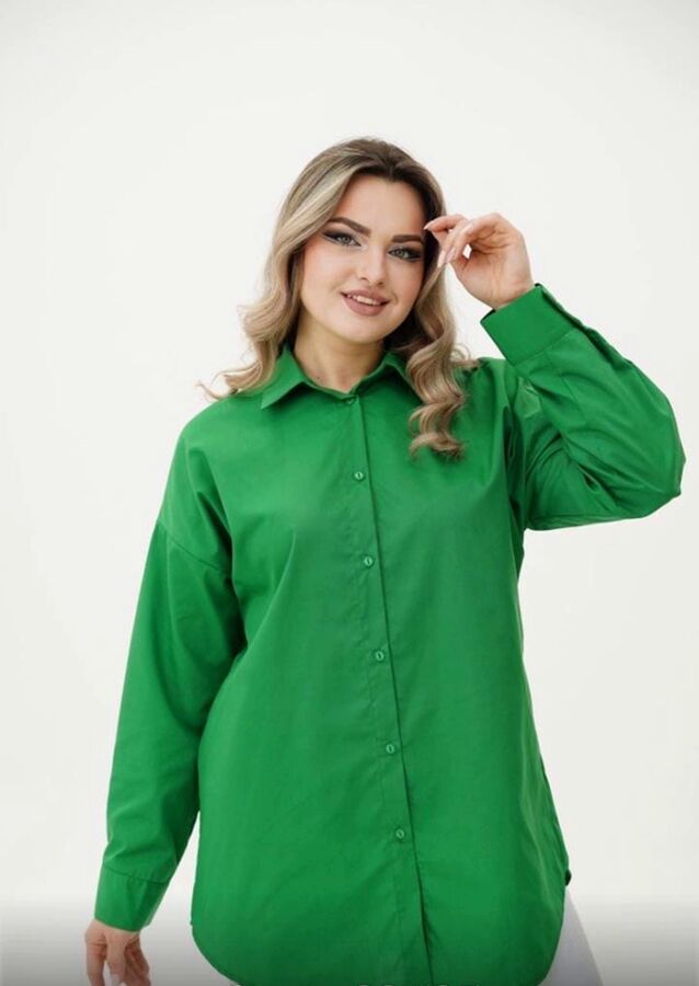Рубашка зеленая женская