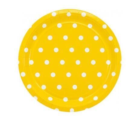 Тарелка бумага Горошек набор 6 шт 23 см цвет желтый