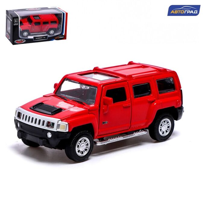 Время игры Машина металлическая HUMMER H3, 1:43, инерция, открываются двери, цвет жёлтый