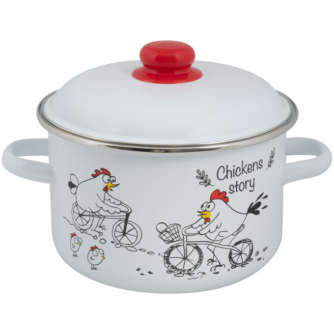 Appetite Кастрюля эмалированная цилиндрическая Chickens’stories 4,0л ТМ FOOD ATELIER