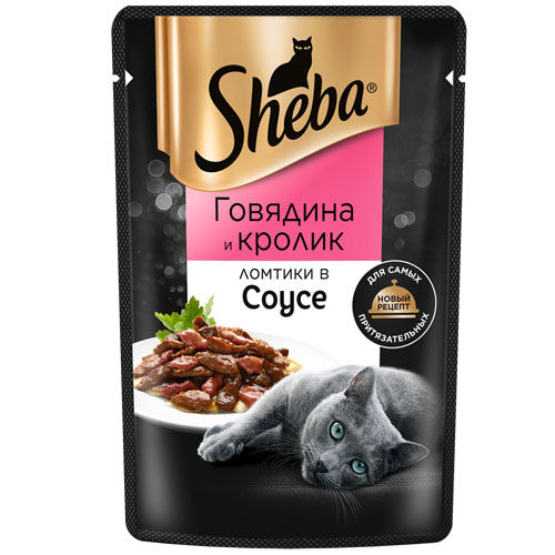 Sheba пауч 75гр д/кош Ломтики Говядина/Кролик/Соус (1/28)