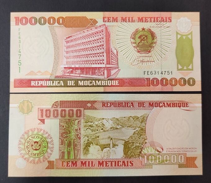 Мозамбик 100000 меетикаль 1993 UNC
