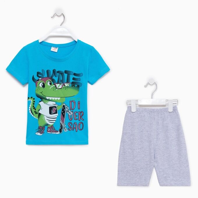 BEBUS Комплект (футболка/шорты) для мальчика, цвет голубой, рост 98