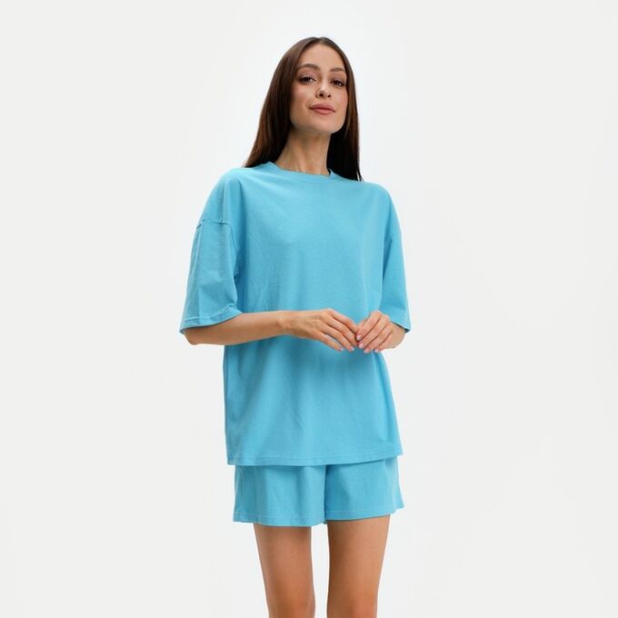 Пижама женская (футболка и шорты) KAFTAN Basic р. 40-42, голубой