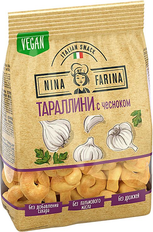 Яшкино «Nina Farina», тараллини с чесноком, 180г