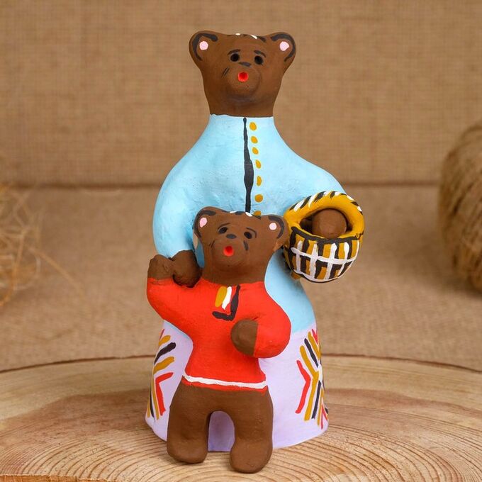 СИМА-ЛЕНД Сувенир «Медведица с медвежонком», 8x10x15 см, каргопольская игрушка