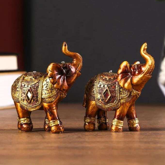 СИМА-ЛЕНД Сувенир полистоун &quot;Африканский слон в золотой, ажурной попоне&quot; МИКС 8,5х7х3 см
