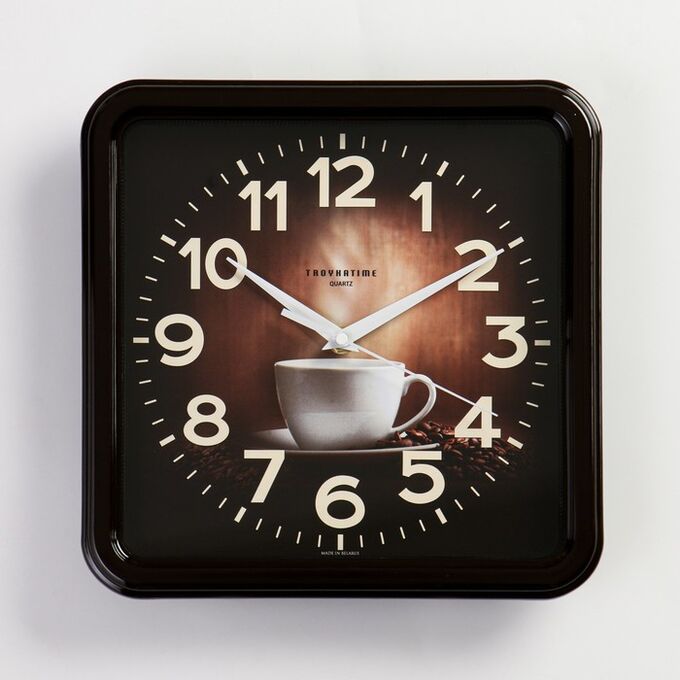 Troyka Часы настенные, серия: Кухня, &quot;Чашка кофе&quot;, плавный ход, d=26 см, коричневый