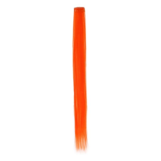 Локон накладной, прямой волос, на заколке, 50 см, 5 гр, цвет оранжевый