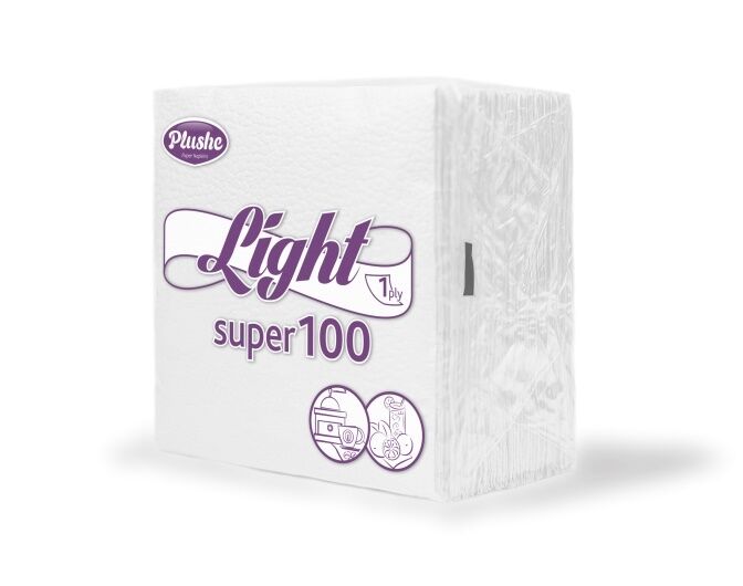 Салфетки Plushe Light 100 90л Ассорти 1 сл, белая/пастель, сплошное