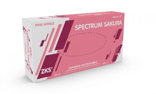 Перчатки нитриловые розовые ZKS Spectrum Sakura XS, 100 шт.
