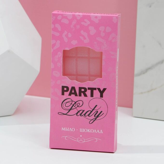 Чистое счастье Фигурное мыло ручной работы в форме плитки шоколада Party Lady, с блёстками, 80 г, аромат нежный парфюм