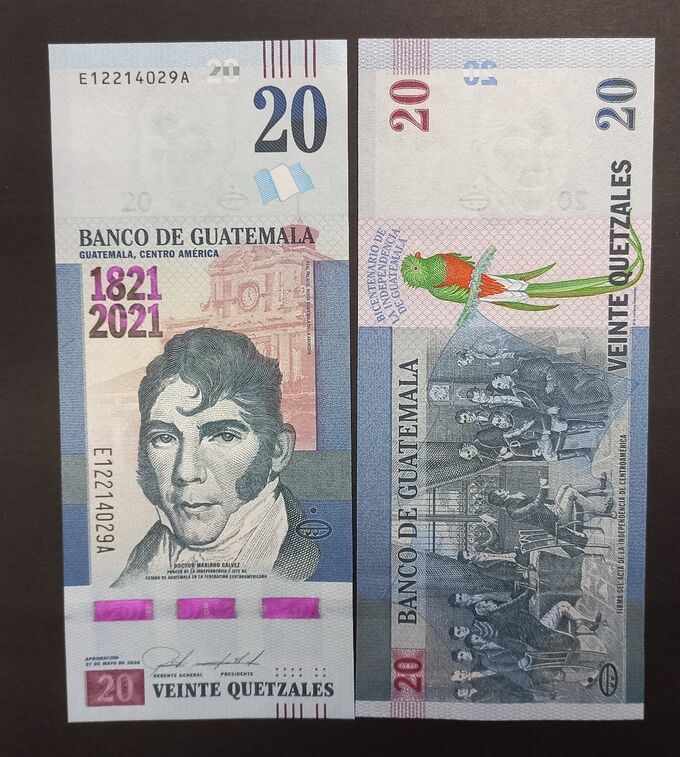Albonumismatico Гватемала 20 кецаль 2021 юбилейная UNC
