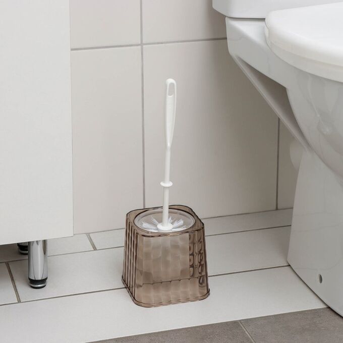 Комплект для туалета «Кристалл», d=12 см, h=35 см, цвет дымчатый