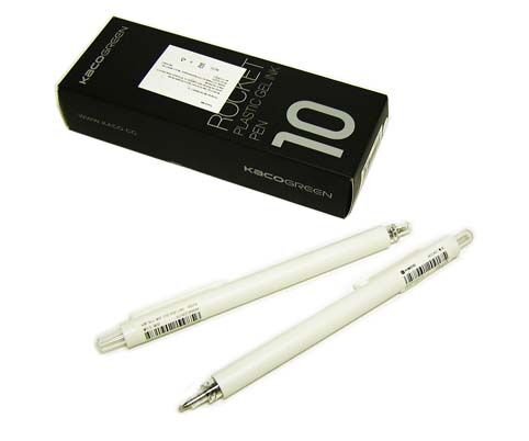 Ручка гелевая   KacoGreen BQ-132 (черн) 0,5мм авт круглый белый корп К1028 (10/1000)