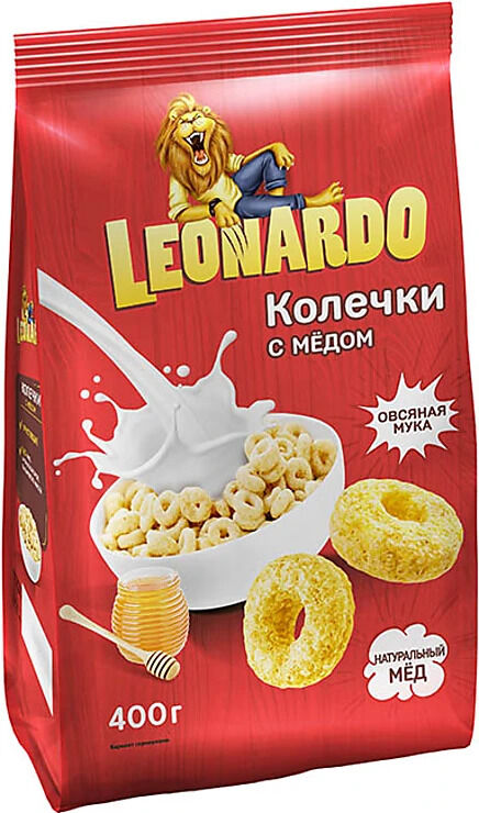 Яшкино Завтрак готовый Leonardo 400г овс. колечки с медом