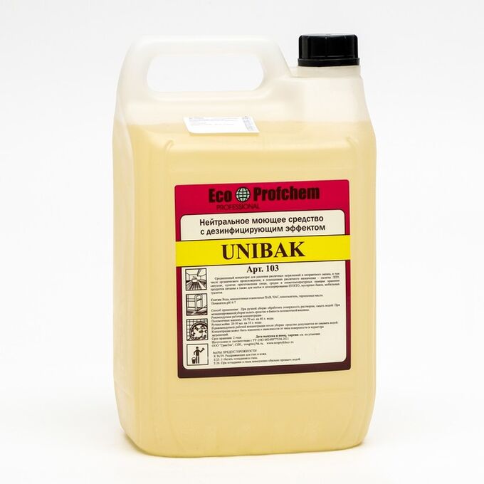 Нейтральное моющее средство UNIBAK с дезинфицирующим и дезодорирующим эффектом, 5 л