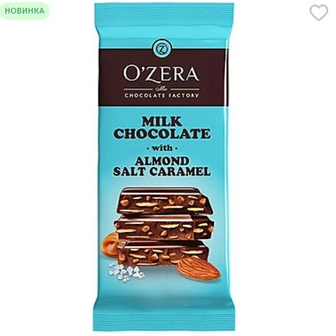Яшкино «OZera», шоколад Milk chocolate with Almonds salt caramel, 90 г