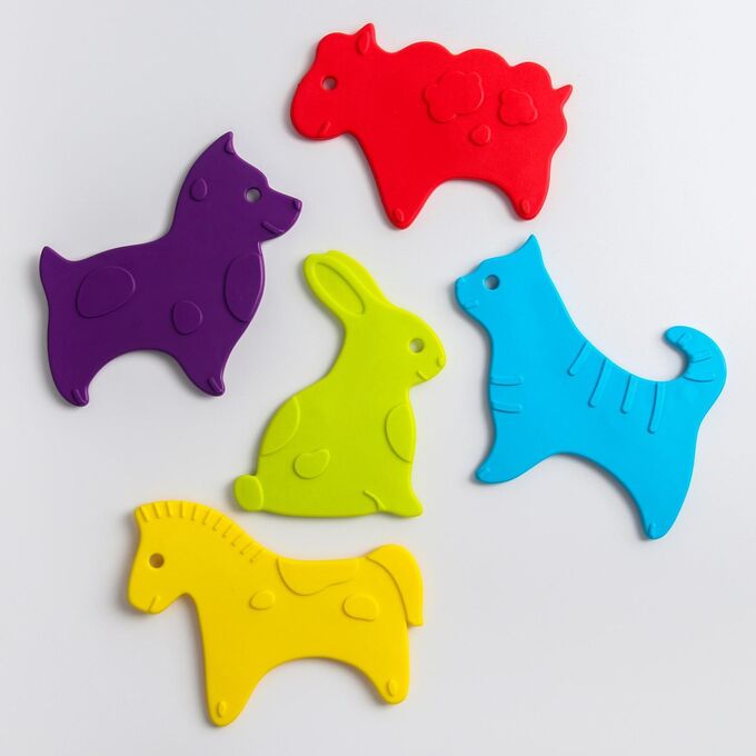ROXY KIDS Антискользящие мини-коврики ROXY-KIDS для ванны. Серия ANIMALS. Цвета в ассортименте. 5 шт.