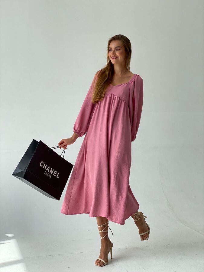 Martichelli Платье-миди с пышными рукавами в пыльном розовом