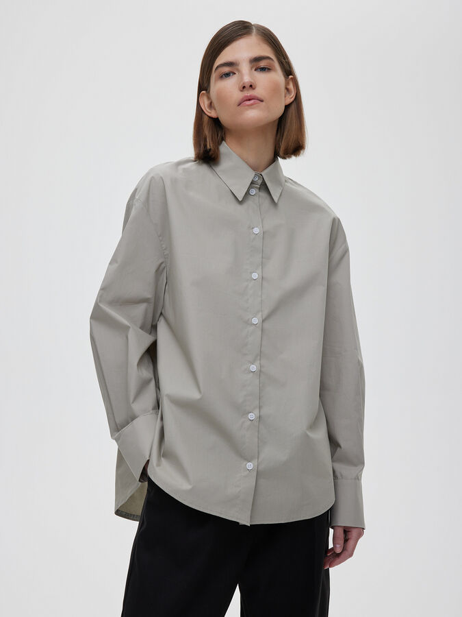 Aim Clothing Рубашка свободного кроя с защипами, светло-серый