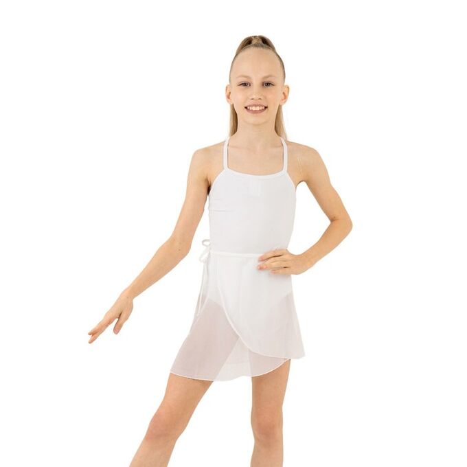 Grace Dance Юбка с запахом гимнастическая, сетка, цвет белый, размер 30-32