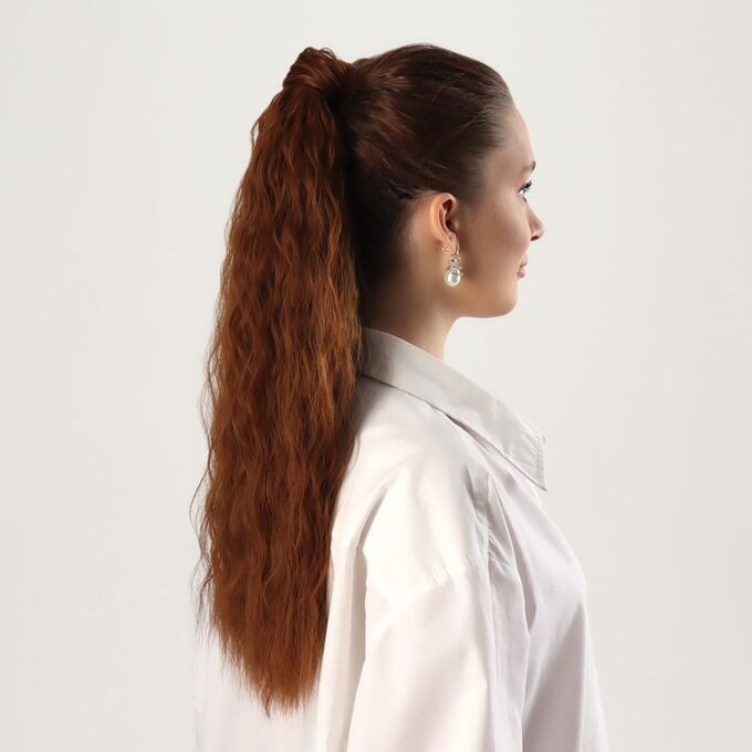 Queen fair Хвост накладной, волнистый волос, на резинке, 60 см, 100 гр, цвет рыжий(#SHT30А)