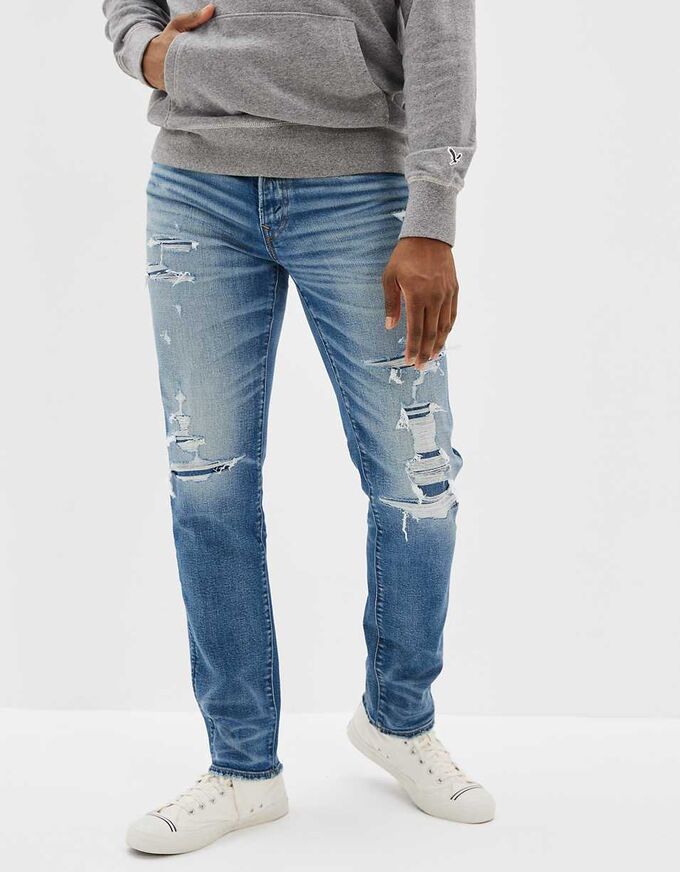 American Eagle AE AirFlex+ Patched Slim Straight Jean