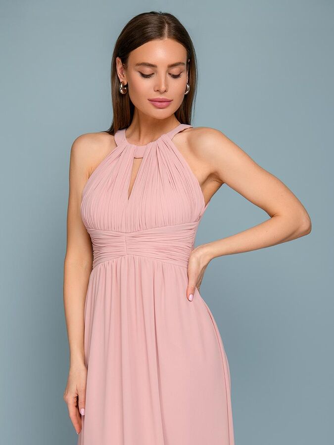 1001 Dress Платье длины макси пудренно-розовое с открытой спинкой