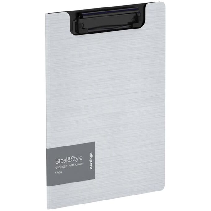 Папка-планшет с зажимом A5+ Berlingo &quot;Steel&amp;Style&quot;, 1800мкм, пластик (полифом), белая