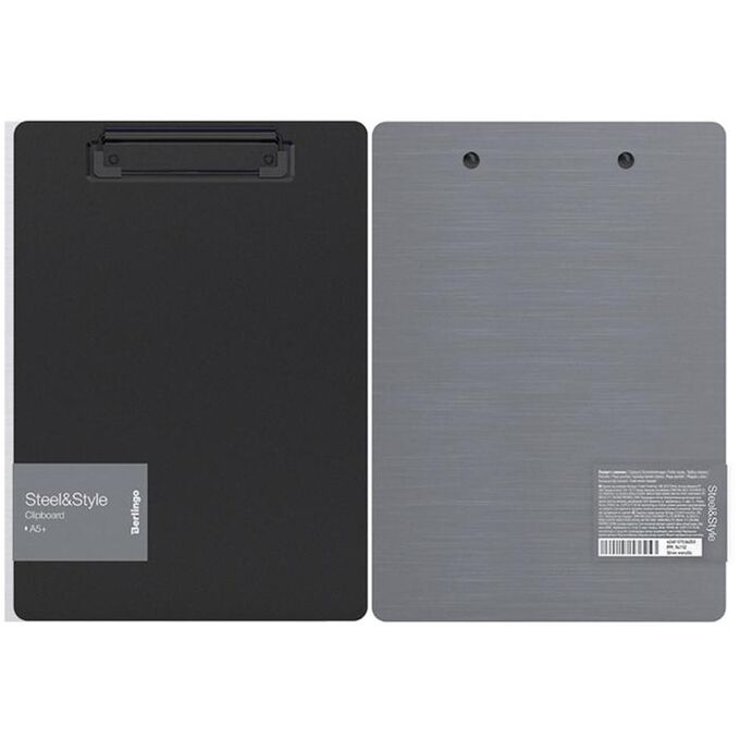 Папка-планшет с зажимом A5+ Berlingo &quot;Steel&amp;Style&quot;, 2500мкм, пластик (полифом), серебристый металлик