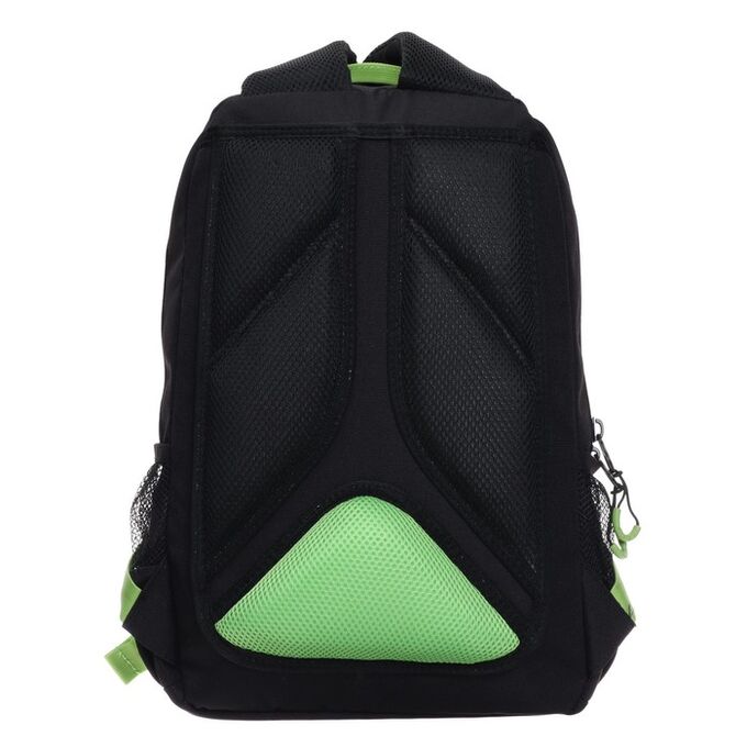 Рюкзак школьный Grizzly, 40 х 25 х 13 см, эргономичная спинка, отделение для ноутбука, чёрный/салатовый