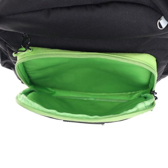 Рюкзак школьный Grizzly, 40 х 25 х 13 см, эргономичная спинка, отделение для ноутбука, чёрный/салатовый