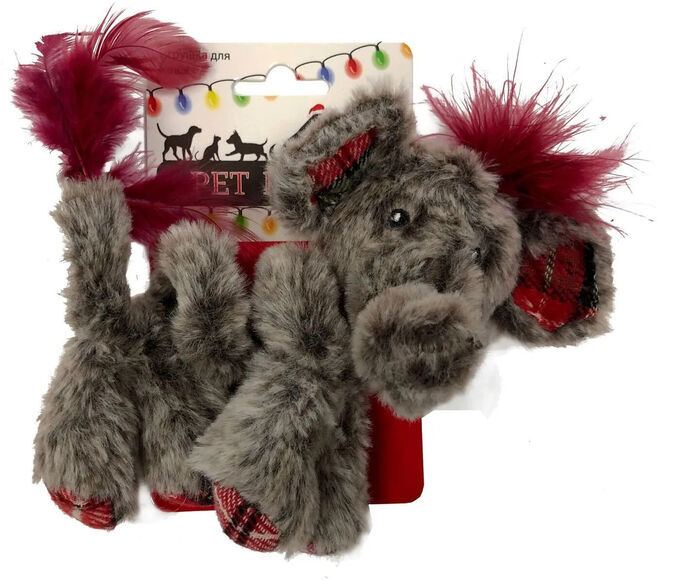 PETSTAGES Petpark игрушка для кошек Christmas Кудрявый слон