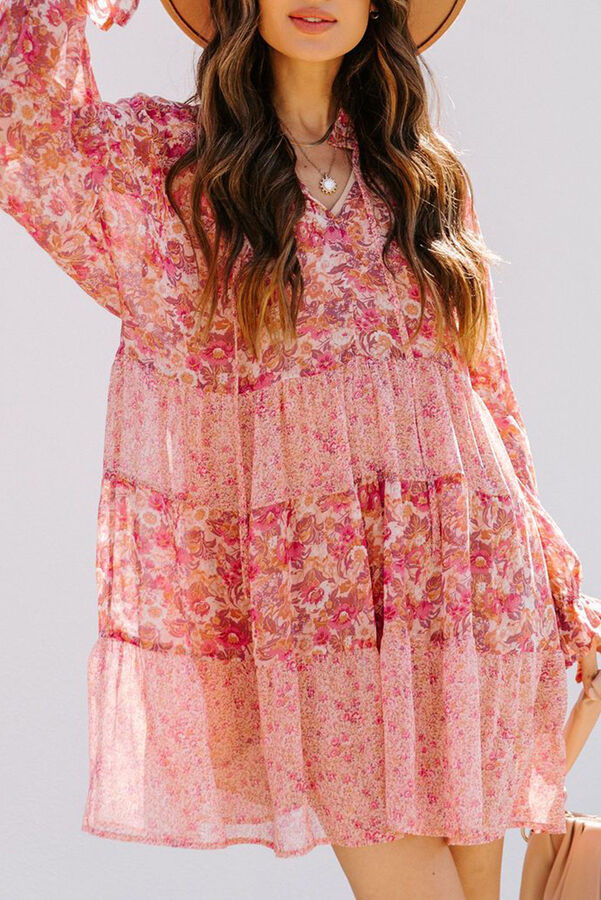 VitoRicci Розовое свободное платье с цветочным принтом