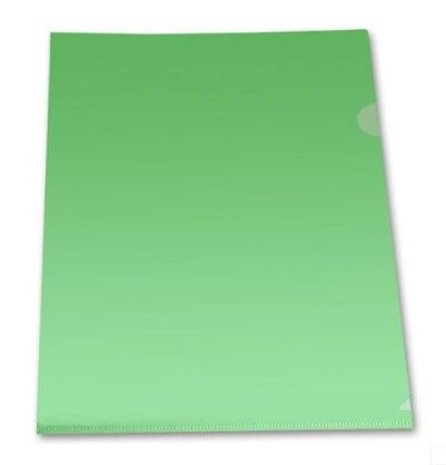 Папка-уголок A4 0,10мм, тисненный пластик Бюрократ, зеленая