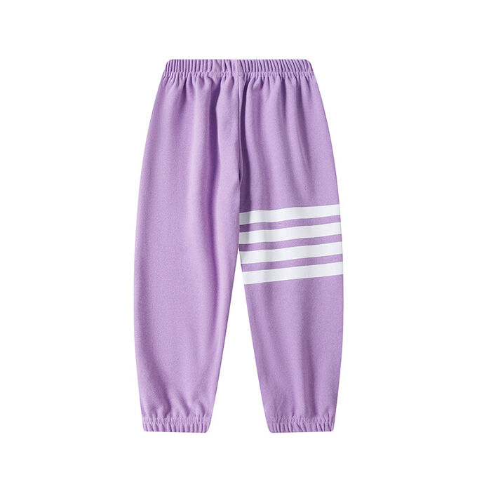 Детские демисезонные спортивные брюки с полосками, на резинке, цвет фиолетовый