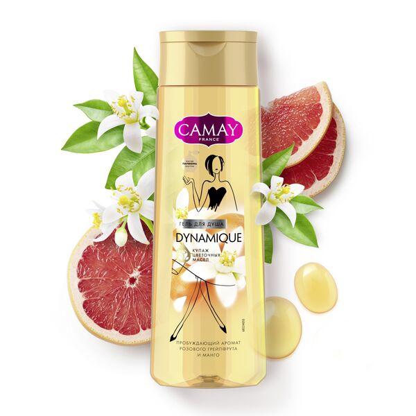 CAMAY Динамик парфюмированный гель для душа с ароматом розового грейпфрута для всех типов кожи 250 мл
