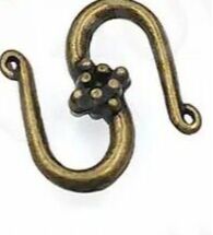 Тоггл-крючок S-образный с концевиками 36*12,5*5,5мм Античная бронза (литьё)