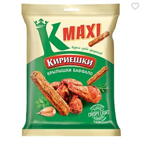 Яшкино «Кириешки Maxi», сухарики со вкусом крылышек Баффало, 60 г