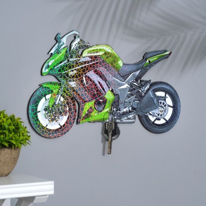 СИМА-ЛЕНД Ключница на стену Зеленый мотоцикл,40Х22,5Х0,5 см