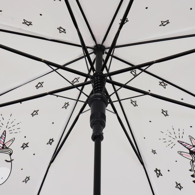 Зонт - трость полуавтоматический «Единорог», 8 спиц, R = 47 см, цвет розовый/матовый