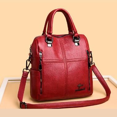COSMOСOLLECTION_BAGS Сумка-рюкзак из натуральной кожи  красная