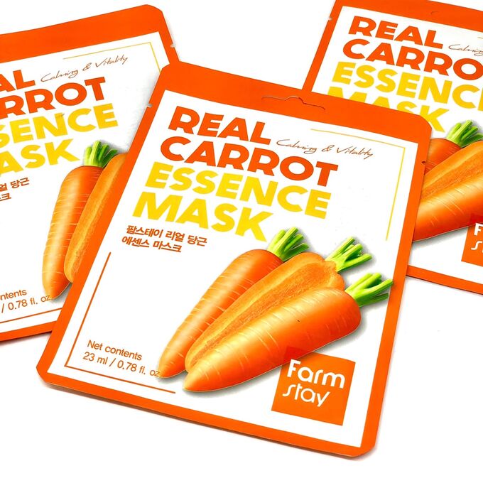 Тканевая маска с экстрактом моркови FARM STAY REAL CARROT ESSENCE MASK