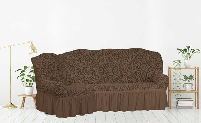 Постель.рф Чехол для углового дивана Paulina цвет: светло-коричневый (300 см)