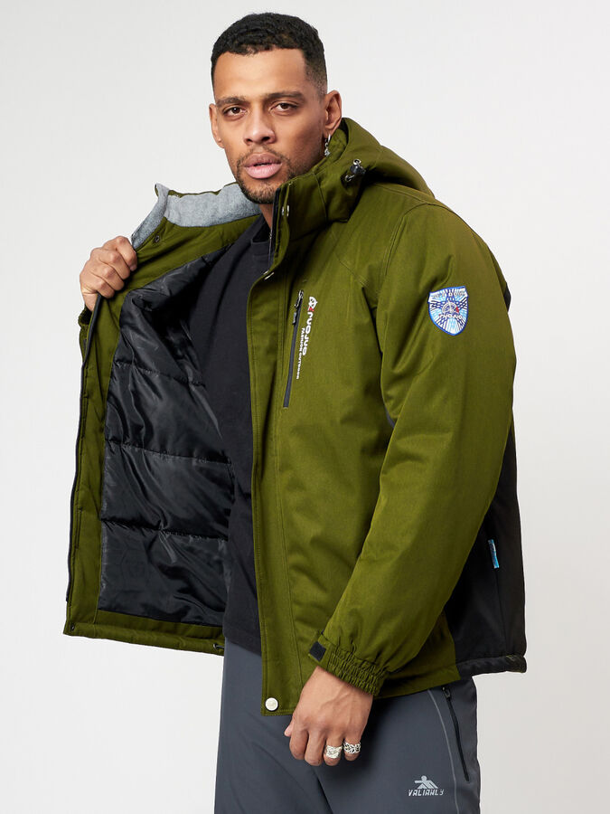Спортивная куртка мужская зимняя цвета хаки 78016Kh
