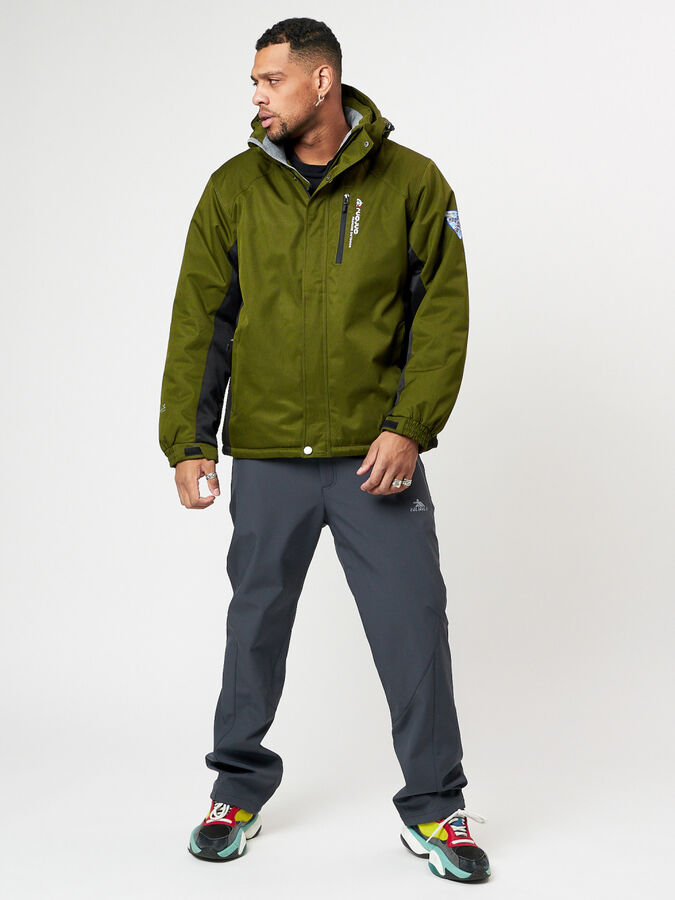 Спортивная куртка мужская зимняя цвета хаки 78016Kh