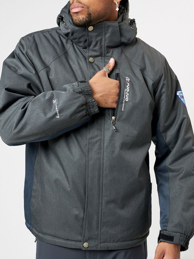 Спортивная куртка мужская зимняя темно-серого цвета 78016TC