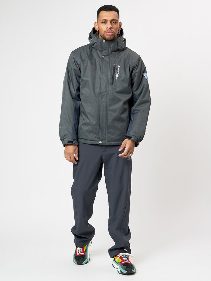 Спортивная куртка мужская зимняя темно-серого цвета 78016TC